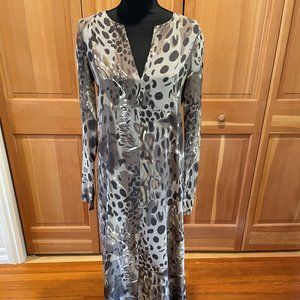 BCBG Subtle Animal Print Long Sleeve Maxi